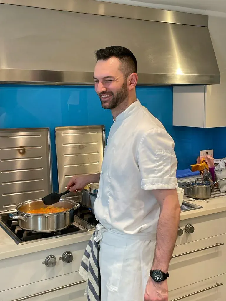Chef Slawek at the stove